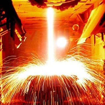 Continuous glass or steel production
