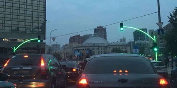 Illuminated Traffic Light Poles