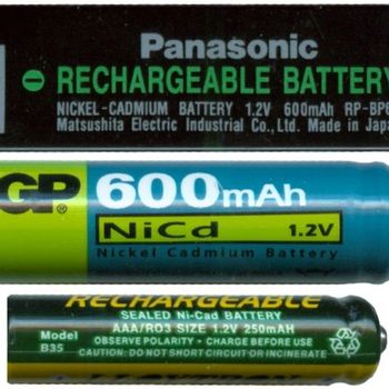 Nickel cadmium (NiCd) rechargeable