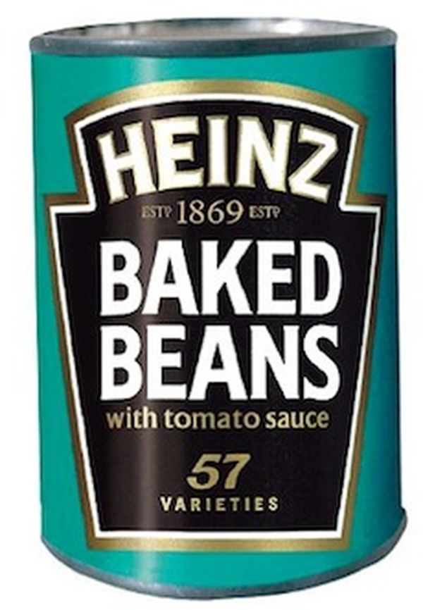 Open tinned beans from the bottom to get out beans that would otherwise have stuck to the bottom due to storage