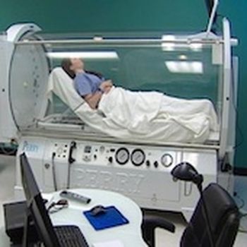 Use hyperbaric oxygen therapy to treat wounds. High pressure oxygen